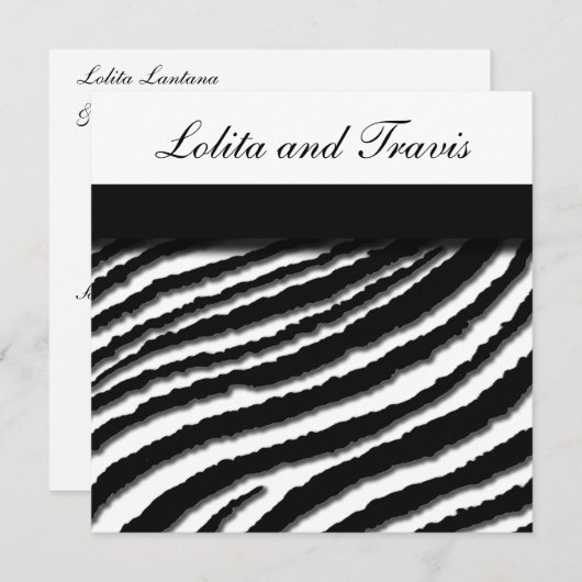 Zebra Stripe Wedding Uitnodiging (Voorkant / Achterkant)
