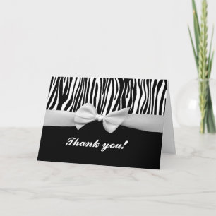 Zebra Stripe & White Ribbon Grafische bedankkaart