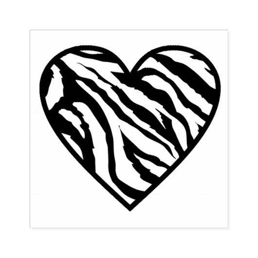 Zebra Striped Heart Rubberstempel (Afrduk)