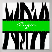 Zebra Striped Pattern Personalized Name Poster (Devant)