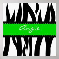 Zebra Striped Pattern Personalized Name Poster