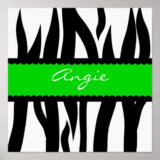 Zebra Striped Pattern Personalized Name Poster (Devant)