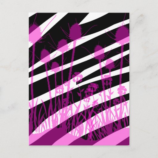 Zebra Stripes and Purple Meadow Flowers Briefkaart (Voorkant)