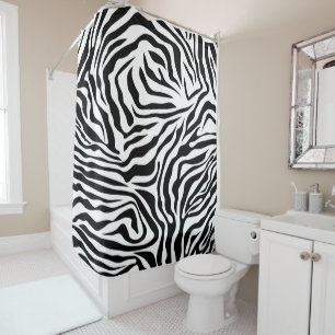 Zebra Stripes Black and White Wild Animal Print Douchegordijn