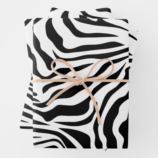 Zebra Stripes Black and White Wild Animal Print Inpakpapier Vel (In situ)