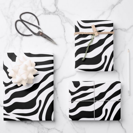 Zebra Stripes Black and White Wild Animal Print Inpakpapier Vel (Voorkant)
