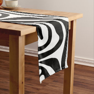 Zebra Stripes Black and White Wild Animal Print Korte Tafelloper