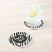 Zebra Stripes Black & Whit Pattern Trendy Design Zandsteen Onderzetter (Zijkant)