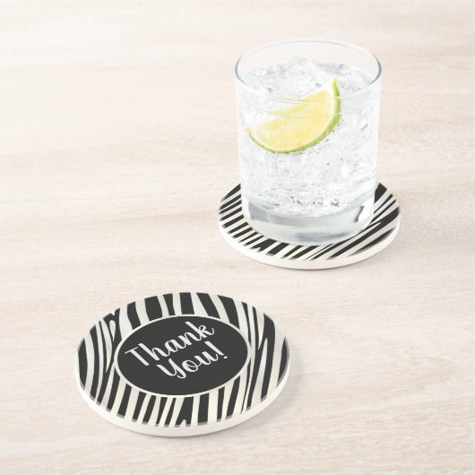 Zebra Stripes Black & Whit Pattern Trendy Design Zandsteen Onderzetter (Zijkant)