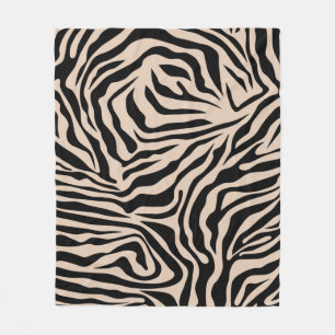 Zebra Stripes Cream beige Black Wild Animal Print Fleece Deken