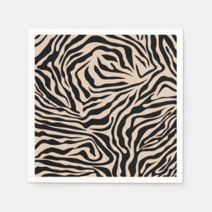 Zebra Stripes Cream beige Black Wild Animal Print Servet