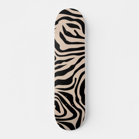 Zebra Stripes Cream Beige Black Wild Animal Skateboard (Voorkant)