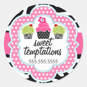 Zebra Stripes Cupcake Bakkerij Business Ronde Sticker