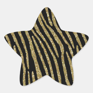 Zebra Stripes Gouden Messing Elegantie Ster Sticker