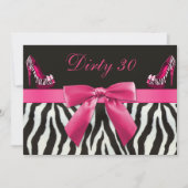 Zebra Stripes & Hoge Hakken Verjaardagsfeest 30e Kaart (Voorkant)