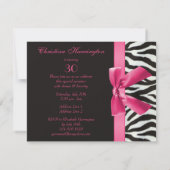 Zebra Stripes & Hot Pink Printed Bow 30th Birthday Kaart (Achterkant)