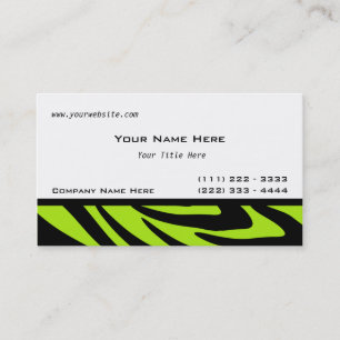 Zebra Stripes Lime Green Visitekaartje