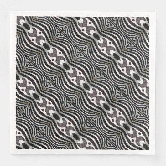 Zebra Stripes Mirror Pattern Black and White Servet (Voorkant)