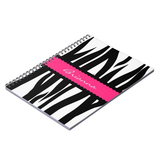 Zebra Stripes Pattern - Persoonlijke naam notebook Notitieboek (Linkerzijde)