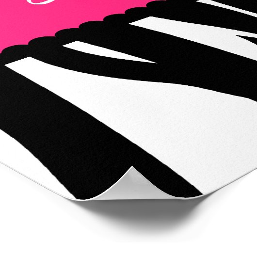 Zebra Stripes Pattern Persoonlijke naam Poster (Hoek)