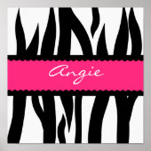 Zebra Stripes Pattern Persoonlijke naam Poster (Voorkant)