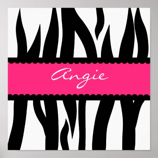 Zebra Stripes Pattern Persoonlijke naam Poster (Voorkant)