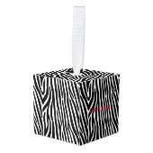 Zebra Stripes Pattern Thunder_Cove Kubus Ornament (Voorkant hoekig)