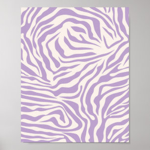 Zebra Stripes Preppy Purple Wild Poster de animal