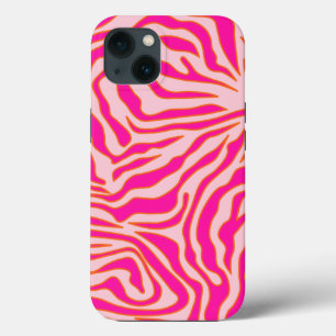 Zebra Stripes Roze Oranje Wilde Dierafdrukken iPhone 13 Hoesje