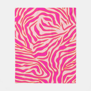 Zebra Stripes Roze Oranje Wilde Dierafdrukken Fleece Deken