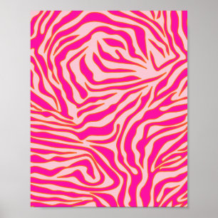 Zebra Stripes Roze Oranje Wilde Dierafdrukken Poster