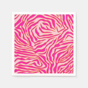 Zebra Stripes Roze Oranje Wilde Dierafdrukken Servet