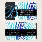Zebra Stripes Turquoise bleu Bold Monogramme (Devant & derrière)