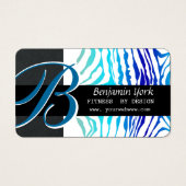Zebra Stripes Turquoise bleu Bold Monogramme (Devant)