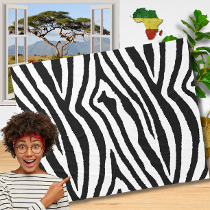 Zebra Stripes Zwart & Wit Safari Animal Print Fleece Deken