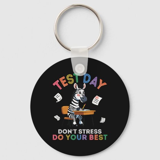 Zebra Student Test Dag Niet Stress Doe Je Beste SU Sleutelhanger (Voorkant)