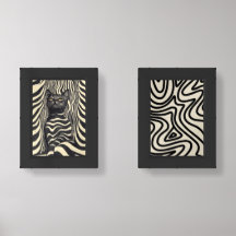 "Zebra Style Art Optique avec Chat - Noir Abstrait