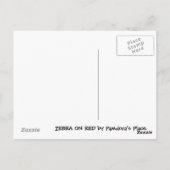 ZEBRA SUR LA CARTE POSTALE ROUGE (Dos)