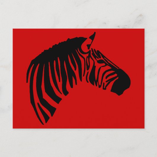 ZEBRA SUR LA CARTE POSTALE ROUGE (Devant)