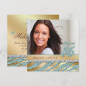 Zebra Sweet 16 Invitation de fête Bijoux Turquoise (Devant / Derrière)