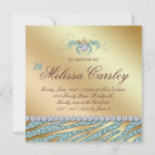 Zebra Sweet 16 Invitation de fête Bijoux Turquoise (Dos)