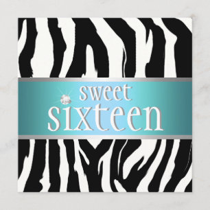 Zebra Sweet Sixteen Uitnodiging