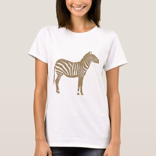 Zebra - Taupe Tan en White T-shirt (Voorkant)
