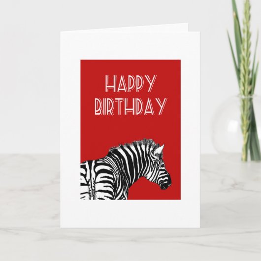 Zebra tekening, Happy Birthday. Kaart (Voorkant)