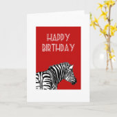 Zebra tekening, Happy Birthday. Kaart (Gele Bloem)