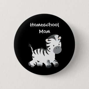 Zebra themed Homeschool Mam Ronde Button 5,7 Cm