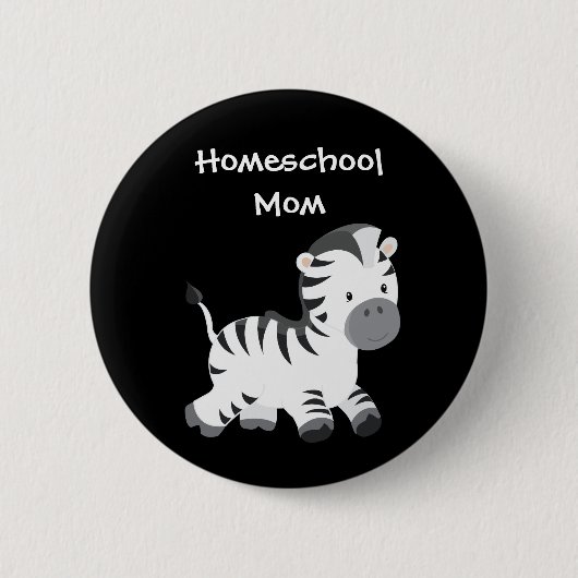 Zebra themed Homeschool Mam Ronde Button 5,7 Cm (Voorkant)