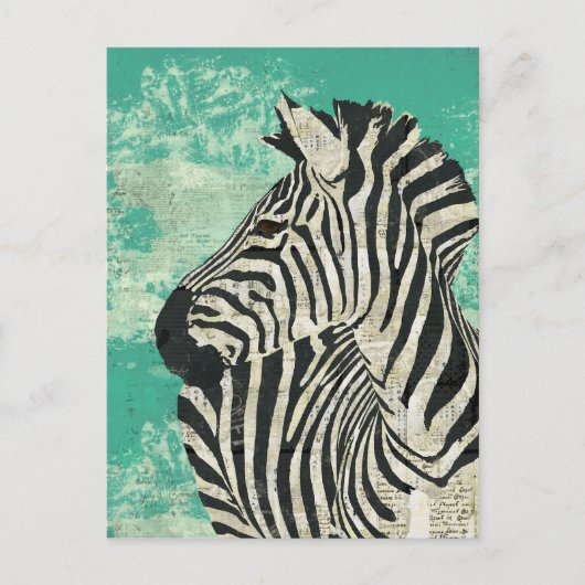 Zebra Turquoise Briefkaart (Voorkant)
