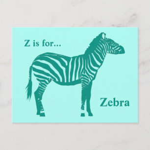 Zebra — Turquoise en Aqua Briefkaart