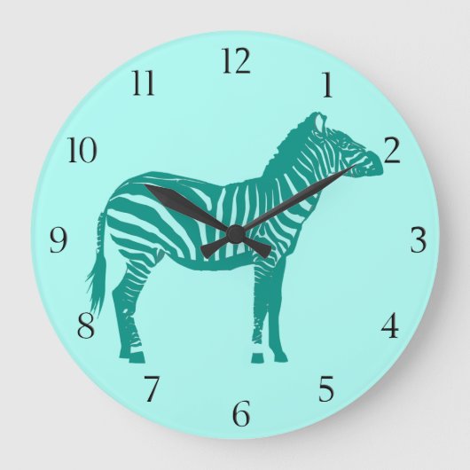 Zebra — Turquoise en Aqua Grote Klok (Voorkant)